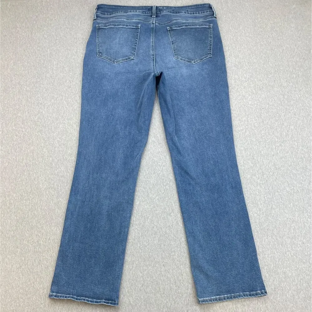 NYDJ Jeans Women 12 Blue Denim Cotton Blend Stretch Marilyn‎ Straight